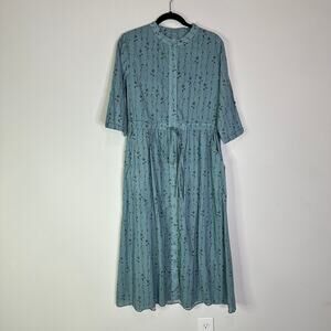 Beau & Ro Floral midi dress size medium button front cottegecore